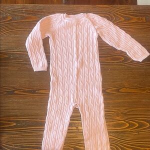 Soft Pink Cable Knit Kids Footie